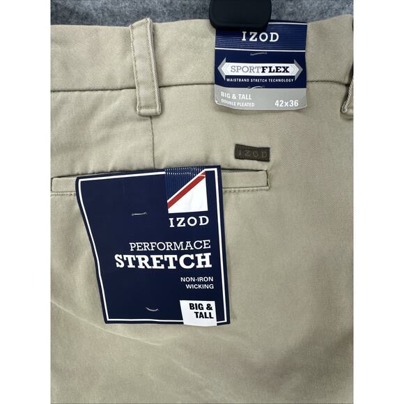 NWT Izod Men's Size 41X35 Performance Stretch Pants Non-Iron Wicking Big & Tall - Picture 11 of 15